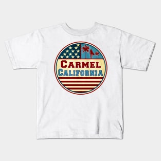 Carmel California Ocean Surf Palms Surfer Surfing Kids T-Shirt